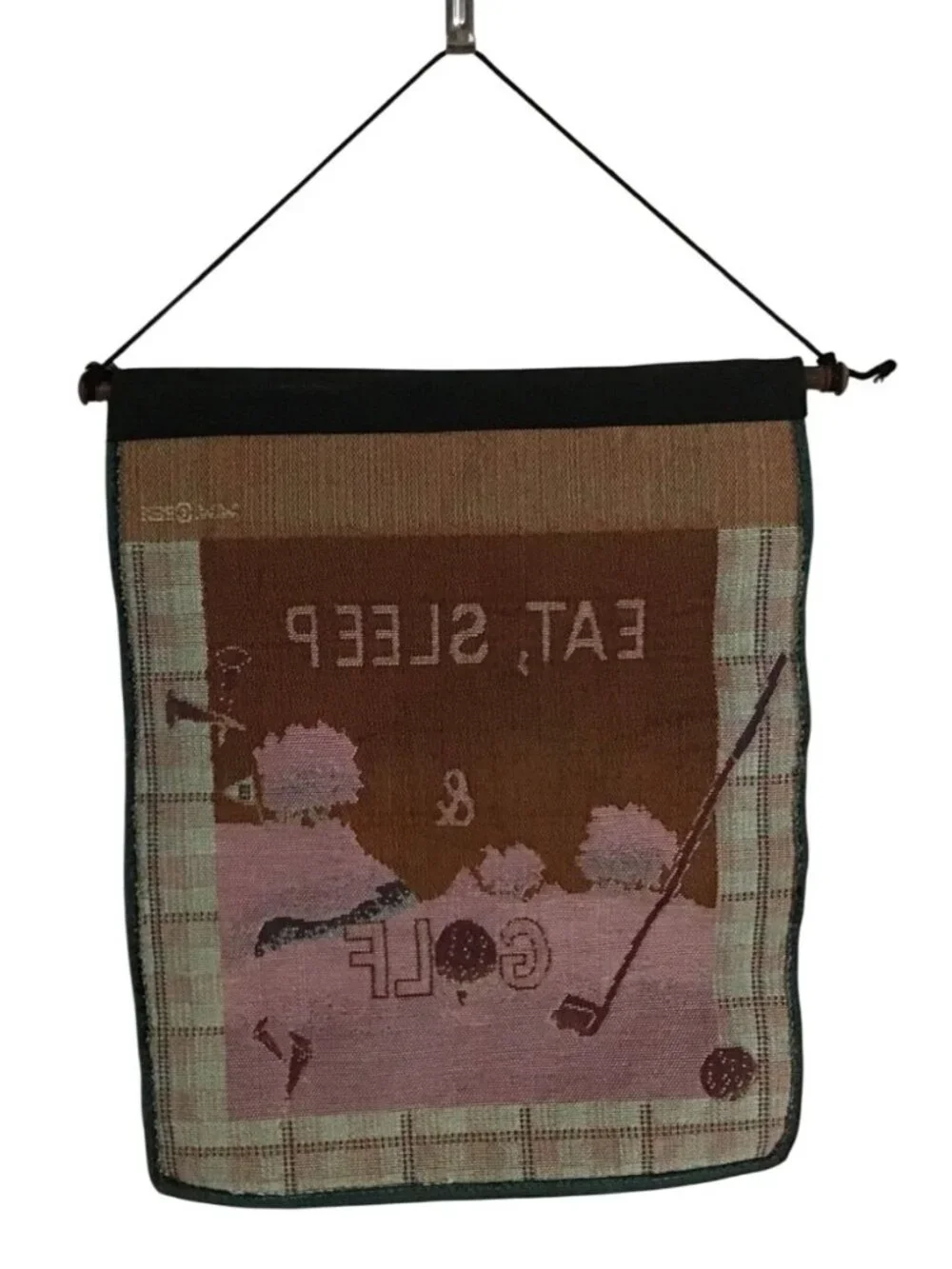 Windham Weavers Vintage 2001 Eat Sleep and Golf Tapestry Wall Hanging